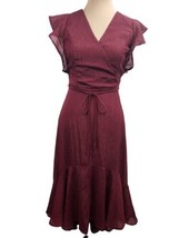 Altar&#39;d State Florentina Faux Wrap Dress with Tie Wine Red Size XS High Low hem - £34.99 GBP