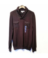 Mens Calvin Klein Black Shawl Collar Pullover Sweater 100% Cotton Sz XL - £25.45 GBP