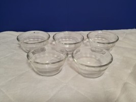 Pyrex 463 175ml Custard Cups Clear Glass Scalloped Banded lot of 5 vinta... - £15.90 GBP