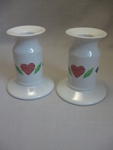 Candle Stick Holders Corning Life Style Qty 2 Heart Leaf Diamond Design - $9.95