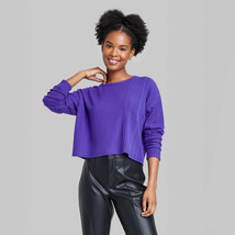 Wild Fable Women&#39;s Long Sleeve Boxy Cropped T Shirt Grape Purple Size XXL - £9.11 GBP