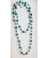 SOUTHWESTERN DESIGN 925 STERLING SILVER TURQUOISE  LONG BEADS NECKLACE 3... - $5,396.43 MXN
