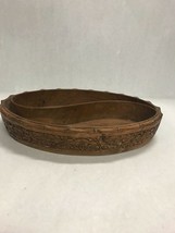 Vintage wood bowl serving centerpiece hand made bowl divided carved Kashmir 1971 - £29.02 GBP