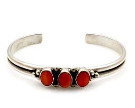 Red Coral Bangle Bracelet-925 Sterling Silver Bangle-Gift for Her-Cuff Bangle - £54.87 GBP