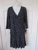 Chaps 2pc Skirt Suit Navy/Pearl Clsc Estl Ii Sz L/M Floral Pleated Surplice Nw Ts - £39.92 GBP