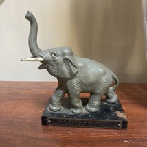 Elephant Antique Cast Iron Decor Art Advertising Paperweight Trunk Up Good Luck - £116.85 GBP