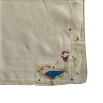 Handkerchief White Hankie Embroidered 11x11” - $7.20