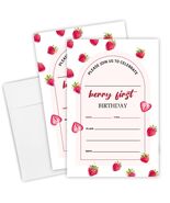 EXW 4x6 Birthday Invitations Berry Strawberry Pink Floral 20 Pcs Modern - $194.73 MXN