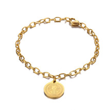 wholesale Gold San Benito Medal Charm Bracelets for Women Religious Catholic Wri - £14.22 GBP