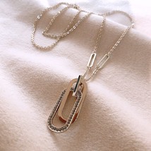 Double Ring Pendant Autumn Winter Sweater Chain Long Simple Korean Necklace Fema - £12.98 GBP