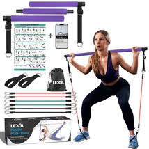 Portable Pilates Bar Exercise Kit-Stackable 3 Pairs Of Resistance Bands (15, 20, - £42.45 GBP