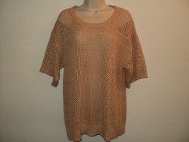 EASEL Size Medium Oversized Sweater Open Knit Drop Shoulder Dark Peach - £15.90 GBP