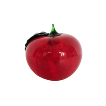 Vintage Art Glass Red Apple Paperweight With Green Stem Smooth Pontil Mark - $24.99
