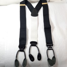 Trafalgar Black Nylon Suspenders Leather Button End Braces Brass leather... - $23.00