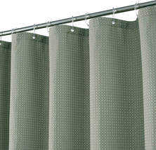Short Waffle Weave Fabric Shower Curtain 66 Inch Long, Hotel Luxury Spa, 230 GSM - £23.98 GBP