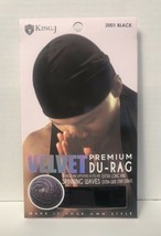 M&amp;M KING J PREMIUM  VELVET DU-RAG # 2001 BLACK VELVET MATERIAL - £2.86 GBP