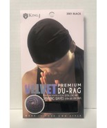 M&amp;M KING J PREMIUM  VELVET DU-RAG # 2001 BLACK VELVET MATERIAL - $3.59