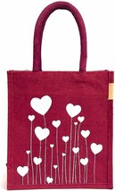 Women&#39;s Jute Bag - Lunch Bag Tote Bag,Bag for Tiffin, Bags with Zip,Totes Maroon - £18.96 GBP