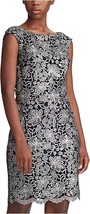 New Lauren Ralph Lauren Black Silver Embroidered Lace Sheath Dress Size 4 $165 - £65.33 GBP