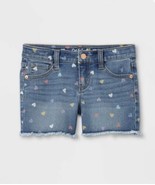 Girls&#39; Heart Jean Shorts - Cat &amp; Jack Medium Wash XL Plus. New With Tags. G - £11.76 GBP