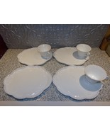 White Milk Glass 4 Snack Plates &amp; 3 Coffee Cups Grape Vine Indiana Vintage - $36.90 CAD