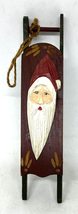 Home For ALL The Holidays Wood Sled with Santa Ornament/Figurine 7 Inches - £14.20 GBP