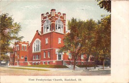 Rockford Illinois Primo Presbiteriano Chiesa Cartolina 1912 - £6.07 GBP