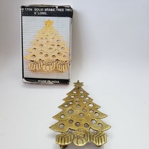 Christmas Tree Solid brass Trivet Hot Plate 8&quot; Vintage - £12.02 GBP