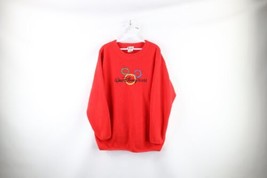 Vintage 90s Disney Womens Large Spell Out Walt Disney World Fleece Sweater Red - £35.57 GBP