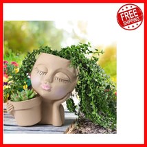 Art Deco Cute Lady Face Planter for Indoor/Outdoor Plants - Elevate Your... - $483.05 MXN
