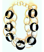 Beautiful Stunning Large Link Gold &amp; Black Color Double Layer Chain Neck... - $27.45 CAD