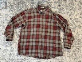VINTAGE Orvis Shirt Men XXL Long Sleeve Plaid Red Green Heavy Cotton India - $19.79