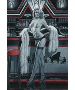 FRAMED CANVAS Art print giclee posing nude in stocking sexy pin-up art d... - £65.24 GBP