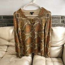 Talbots Button Cardigan Sweater Glitter Size Small Bronze Gold Orange Beige - $28.22
