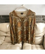 Talbots Button Cardigan Sweater Glitter Size Small Bronze Gold Orange Beige - $38.59 CAD