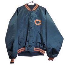 Retro Chicago Bears Football Chalk Line Satin Jacket 2XL XXL Nice Condition - £77.86 GBP