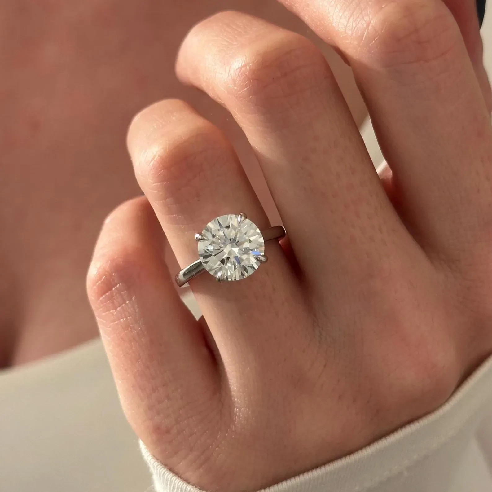 4 Carat E VVS2 Round Brilliant Diamond Cathedral Engagement Ring in White Gold Item image 8
