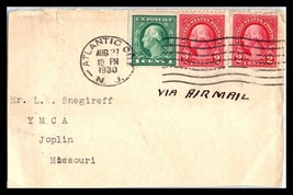 1930 New Jersey Air Mail Cover (Front Only) - Atlantic City To Joplin, Ms K8 - £2.32 GBP