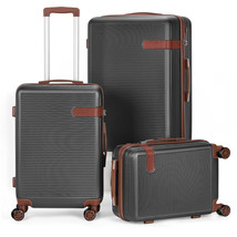 3 Pieces Luggage Set Suitcase Trolley With Spinner Wheels &amp; Tsa Lock 20/24/28In - £142.34 GBP