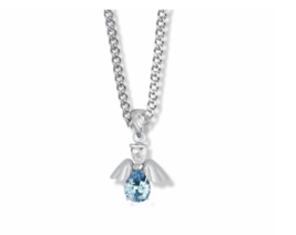 Sterling Silver December Zircon Glass Crystal Birthstone Angel Necklace &amp; Chain - £71.93 GBP