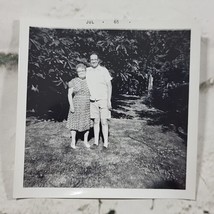 Vintage Photo Photograph Snapshot Picture Blk/Wht Couple In Garden Peopl... - £7.61 GBP