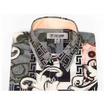 Mens Stacy Adams Medallion Lion Print Sports Shirt Stage Singer 4951 Gray Multi image 8