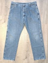 Wrangler Carpenter Mens Blue Denim Utility Work Jeans Pants Size 38x34 S... - $19.79