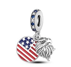 2024 New S925 American Eagle and Flag Charm for European Bracelet and Necklace - £8.59 GBP