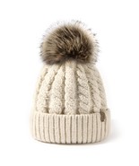 Winter Beanie Hat For Women Warm Thick Cotton Lining Knit Bobble Skull C... - £23.52 GBP