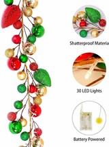 Christmas Garland with Lights, Christmas Tree Decorations Ornaments Set, Lighted - £32.74 GBP