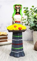 Day Of The Dead Gothic Lady Skeleton Carrying Fruit Platter Tray Figurin... - $26.99