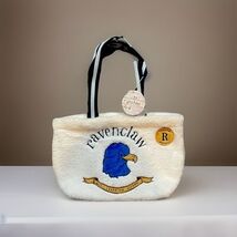 Miniso Harry Potter Tote Bag White Plush Ravenclaw Embroidered Zipper Bag - $24.75