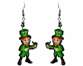 Leprechaun St. Patrick&#39;s Day Themed Graphic Dangle Earrings - Womens Iri... - £13.30 GBP
