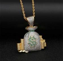 Iced Out Money Bag Pendant / Necklace / Brand New / Rapper Chain Pendant - £20.77 GBP